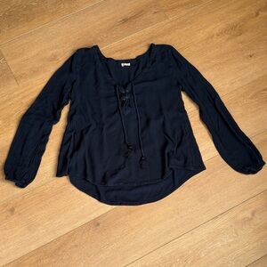Hollister Women's Navy Blue Long Sleeve Top.  Medium